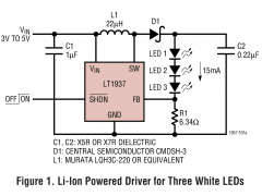 LT1937升压型LED驱动器参数介绍及中文PDF下载
