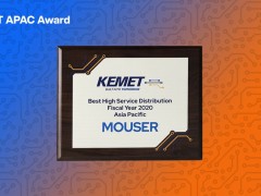 贸泽电子荣获KEMET 2020年度亚太区优质服务分销商奖