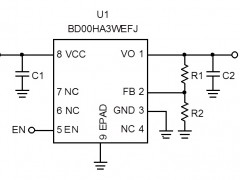 电路图:Linear Regulator Reference Circuit: Vin=4.5V to 8.0V, Iomax=300mA