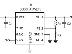 电路图:Linear Regulator Reference Circuit: Vin=4.5V to 8.0V, Iomax=500mA