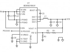 电路图:DC/DC Buck Converter Reference Circuit: Vin=7.5V to 15V, Iomax=3.0A