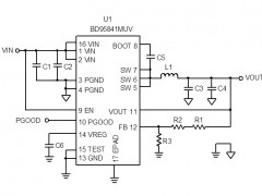 电路图:DC/DC Buck Converter Reference Circuit: Vin=7.5V to 15V, Iomax=4.0A