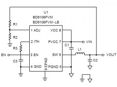 电路图:DC/DC Buck Converter Reference Circuit: Vin=4.0V to 5.5V, Iomax=0.8A