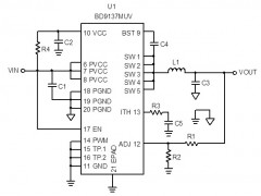 电路图:DC/DC Buck Converter Reference Circuit: Vin=2.7V to 5.5V, Iomax=4.0A