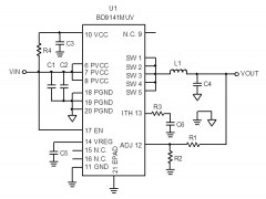 电路图:DC/DC Buck Converter Reference Circuit: Vin=4.5V to 13.2V, Iomax=2.0A