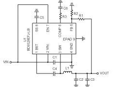 电路图:DC/DC Buck Converter Reference Circuit: Vin=4.2V to 18V, Iomax=2.0A