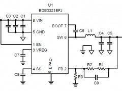 电路图:DC/DC Buck Converter Reference Circuit: Vin=4.5V to 18V, Iomax=3A