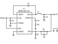 电路图:DC/DC Buck Converter Reference Circuit: Vin=7.0V to 36V, Iomax=1A