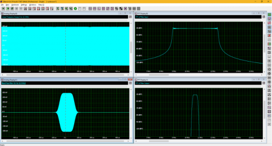 oscilloscope screenshot of frequency respo<em></em>nse of an IF channel